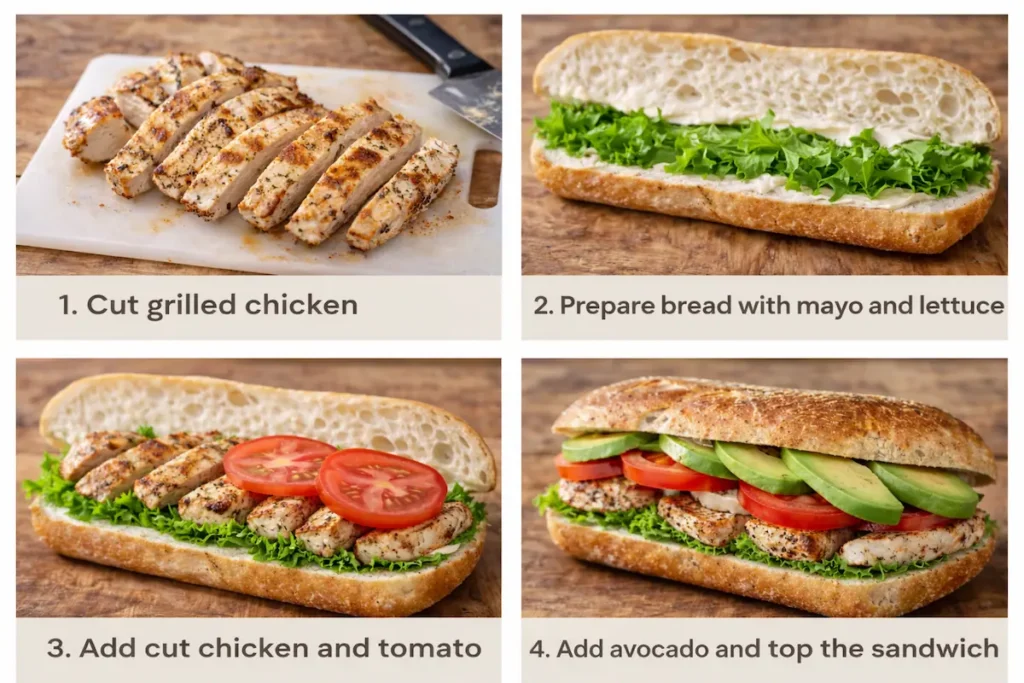 chicken-avocado-sandwich-preparation-steps