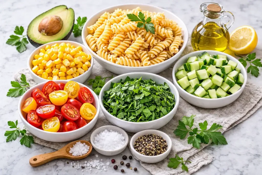 Vegan Pasta Salad ingredients